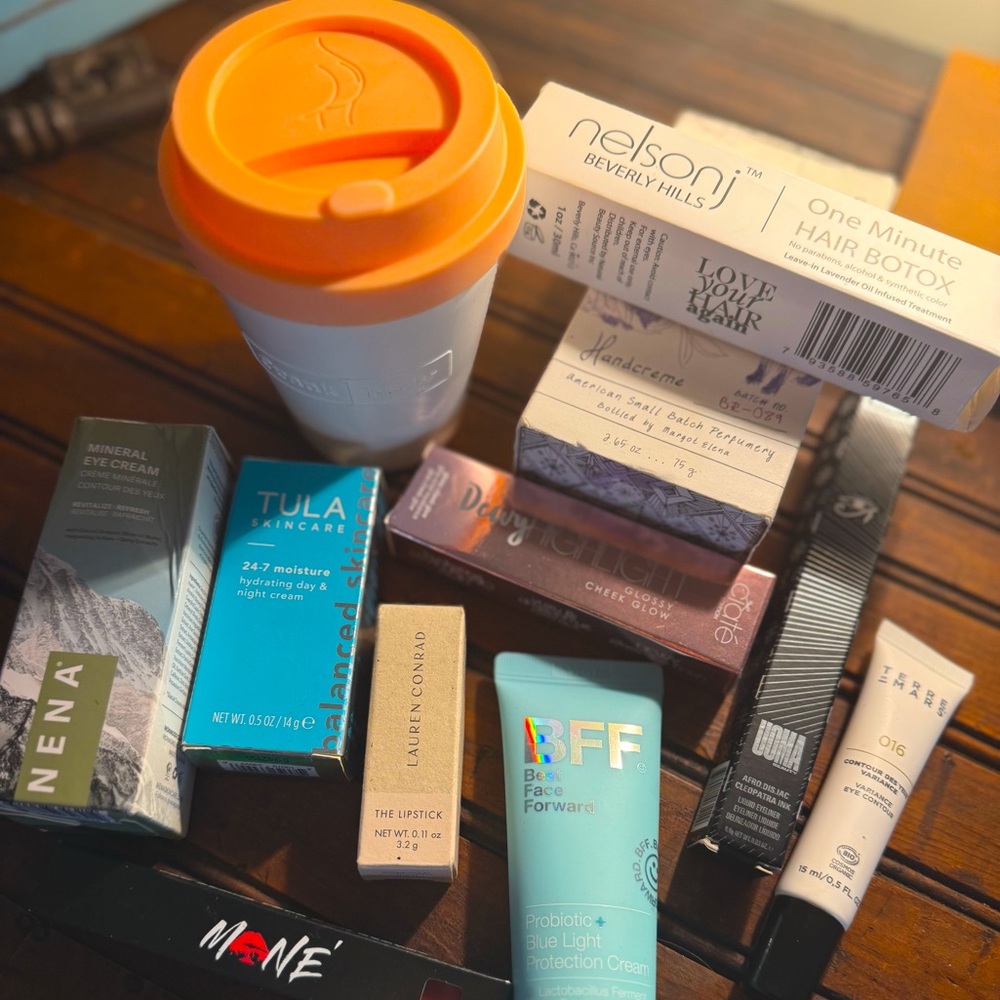 11 BRAND NEW FULL-SIZED items! Hair Botox, highlighter, hand, eye, booty cream!